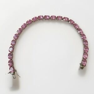 Sterling Silver Tennis Bracelet Pink Cubic Zirconia Large Statement JTV 23+/-tcw